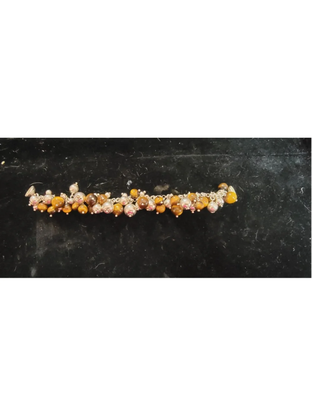 Sterling Silver Tiger's Eye Cha Cha Charm Bracelet 54.88g 7